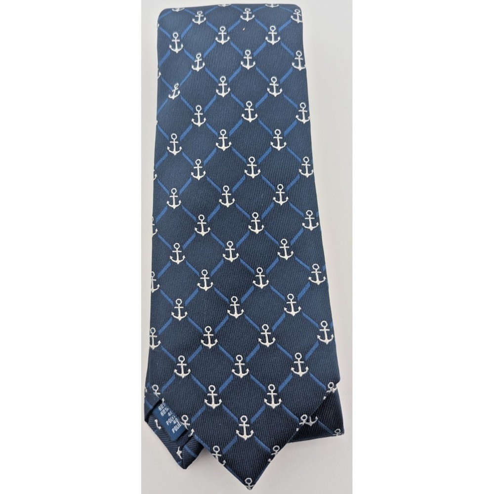 Saddlebred - Navy Blue Necktie, Men's Tie,  Anchors, diamond, blue long